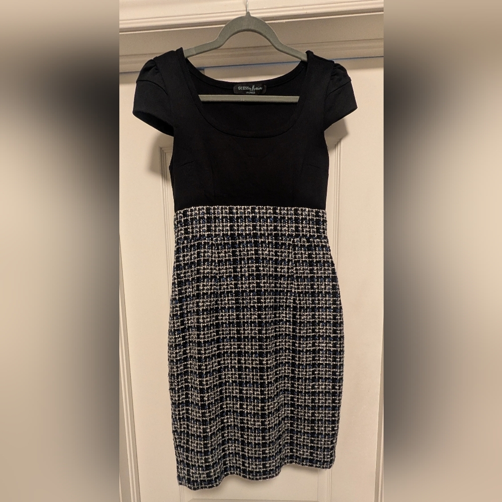 Guess by Marciano Elegant Black and White Tweed Mini Dress